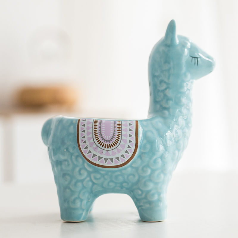 Flower Pot Ceramic Creative Personality Cute Alpaca Cartoon Set