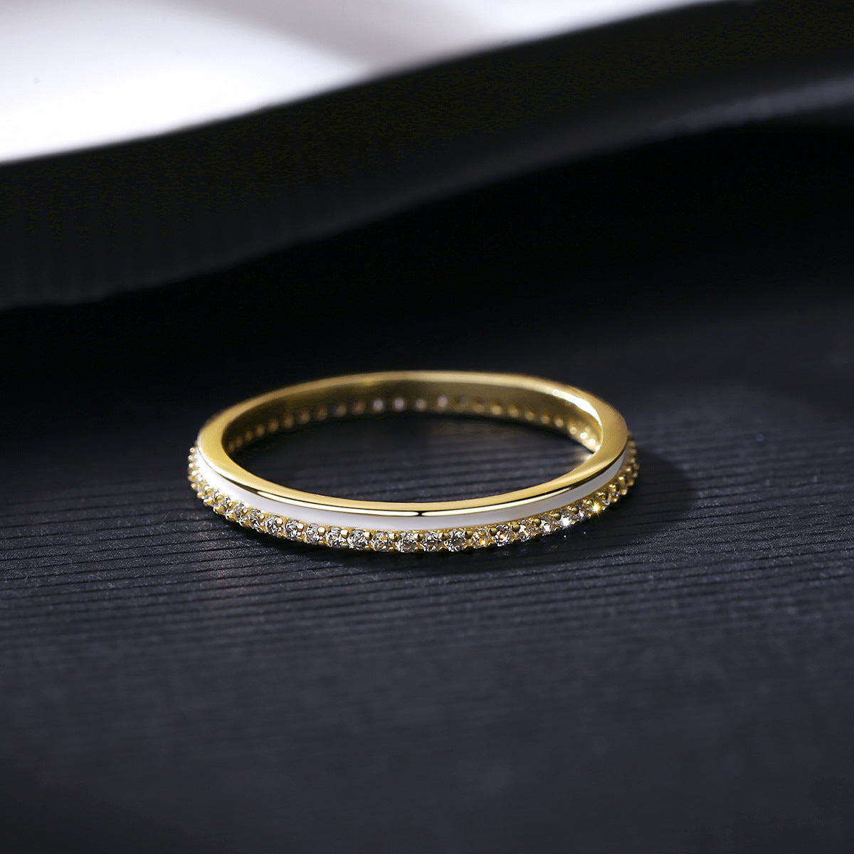 925 Silver Plating 14k Gold Full Diamond Simple Ring