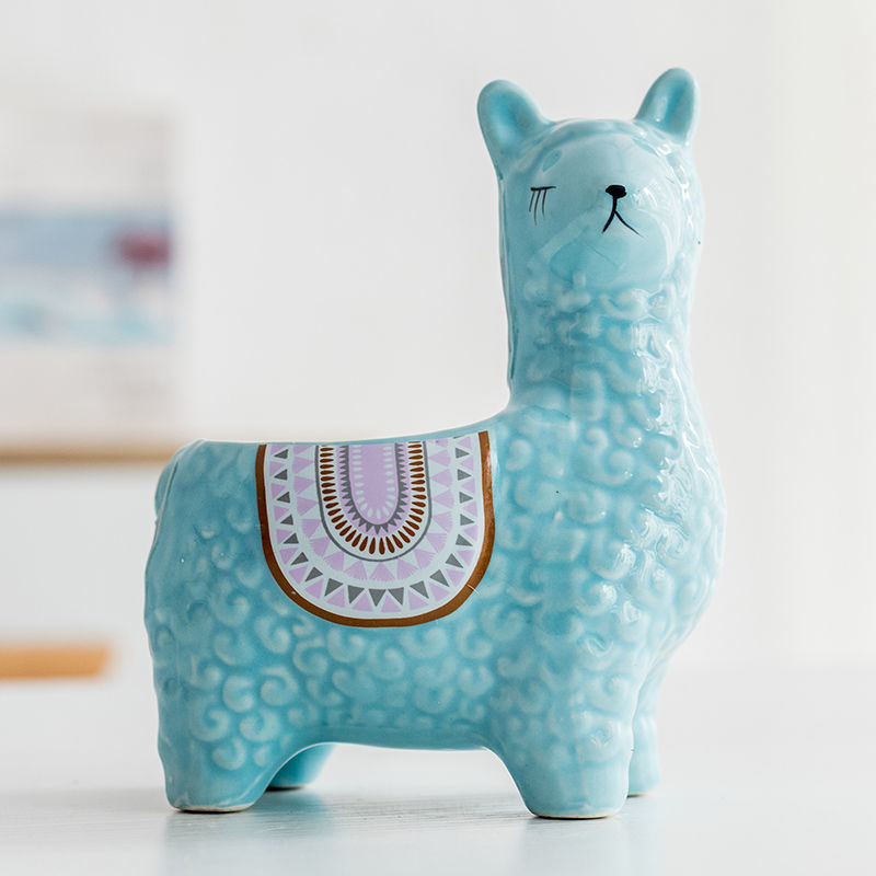 Flower Pot Ceramic Creative Personality Cute Alpaca Cartoon Set