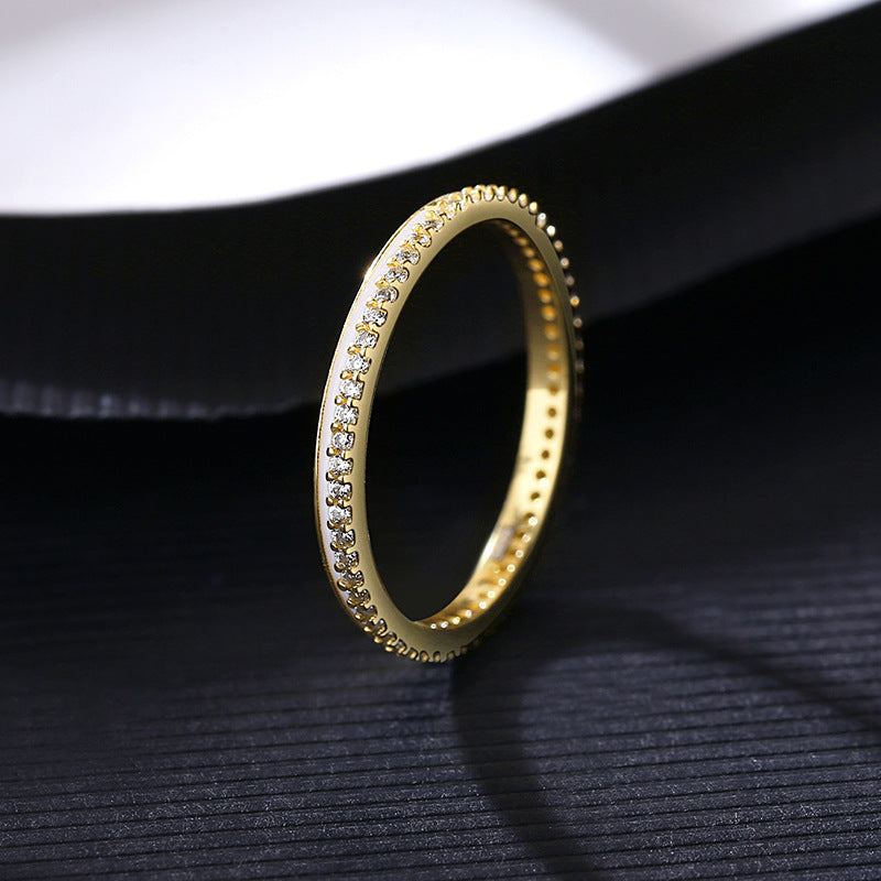 925 Silver Plating 14k Gold Full Diamond Simple Ring