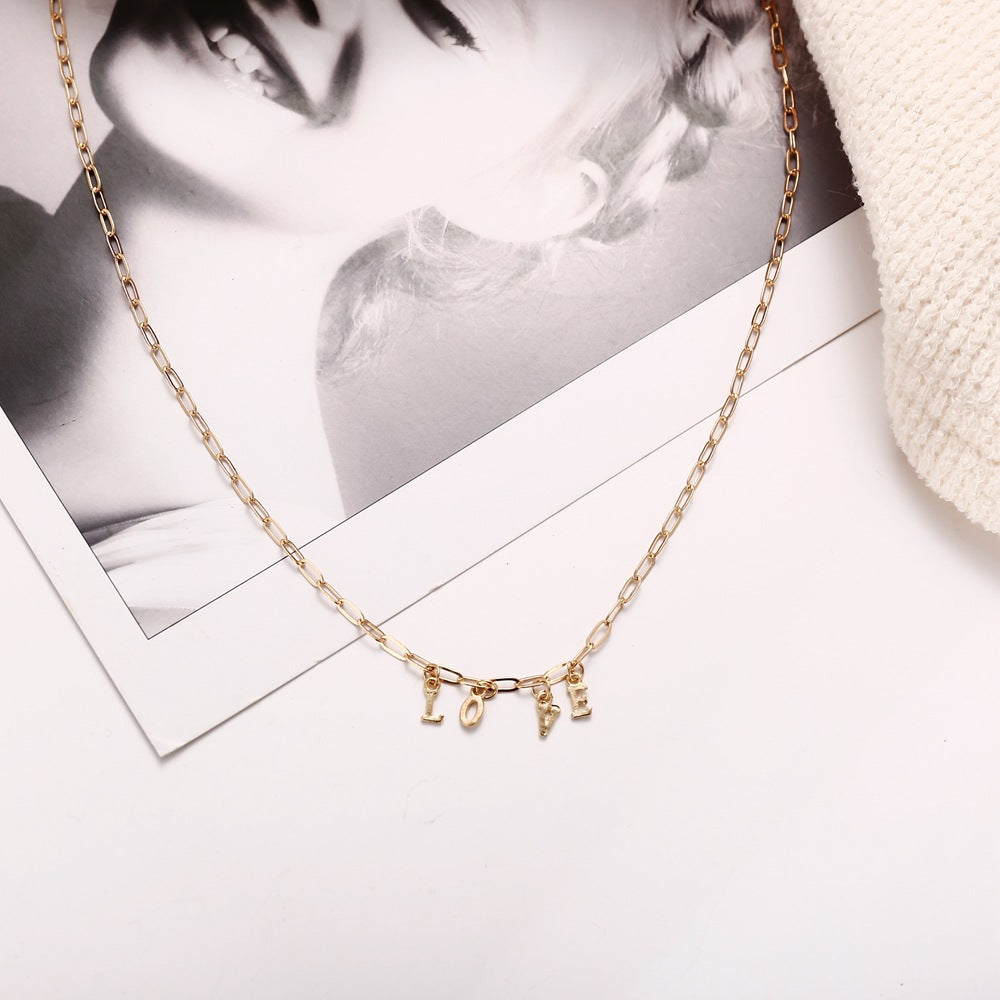 European And American Cross-border New Gold Alloy Clavicle Chain