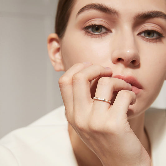 925 Silver Plating 14k Gold Full Diamond Simple Ring