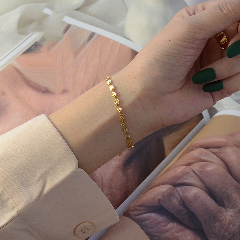 Gold High-quality Embossed Titanium Steel Bracelet